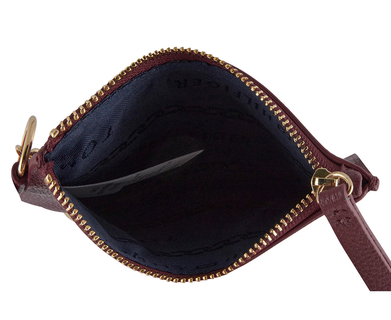 Tommy Hilfiger Coin Purse Wallet - Deep Rouge Burgundy Red Maroon & Gold (Inside)