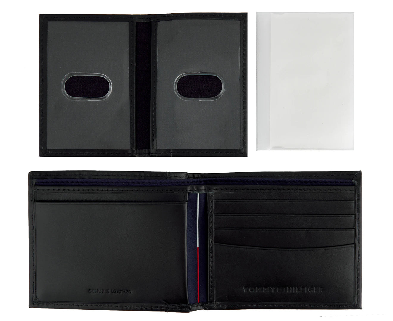 Tommy Hilfiger Men's Leather Wallet Cambridge Passcase Billfold Wallet, Black (Inside)