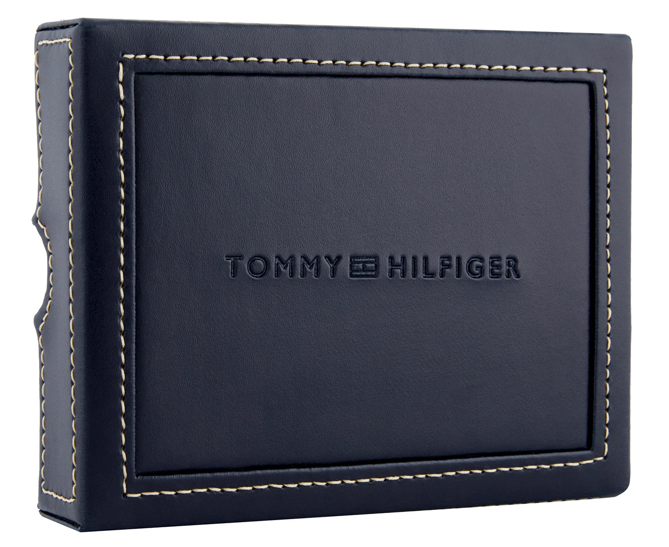 Tommy Hilfiger Men's Leather Wallet Cambridge Passcase Billfold Wallet, Black (Box)
