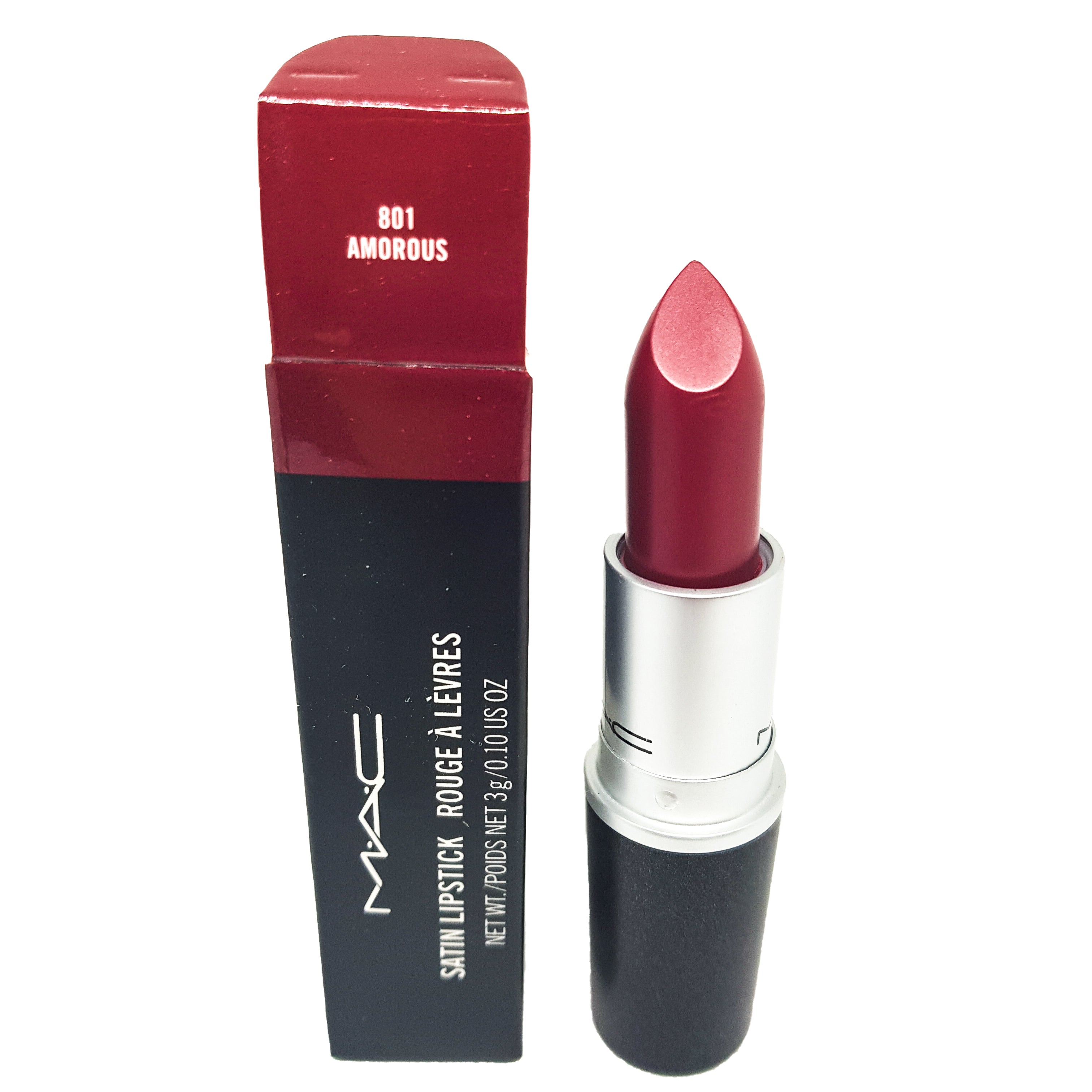 MAC AMOROUS 3g/0.1 us oz Lipstick Red Satin Long Wearing Lip Make Up Cosmetics