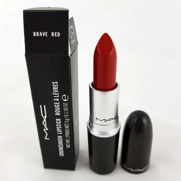 M·A·C BRAVE RED Lipstick Medium-Dark Red Full Size, 3g/0.1.us.oz Cremesheen