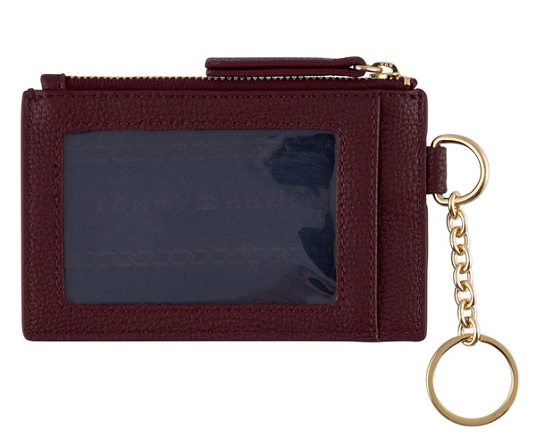 Tommy Hilfiger Coin Purse Wallet - Deep Rouge Burgundy Red Maroon & Gold Back