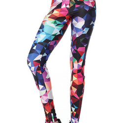 Geometric Floral Multi-Coloured Leggings - 1000 Things Australia