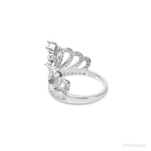 Queen's Crown S925 Simulated Sterling Silver Wedding Engagement Ring - 1000 Things Australia