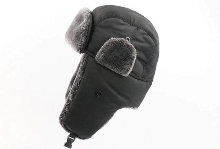 Black Bomber Hat Men Women Waterproof Windproof Thermal Trapper Pilot Winter Cap - 1000 Things Australia