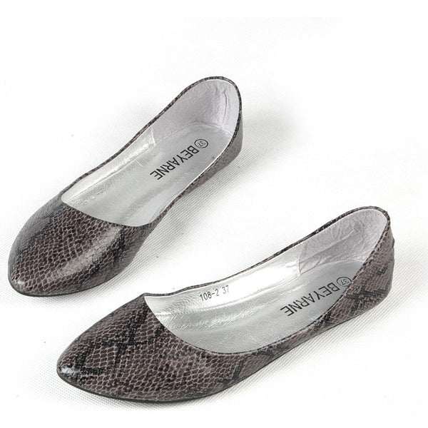 Grey & Black Snakeskin Flats Shoes - 1000 Things Australia