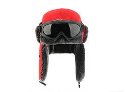Red Bomber Hat Cossack Goggles Men Women Waterproof Windproof Ushanka Winter Cap - 1000 Things Australia
