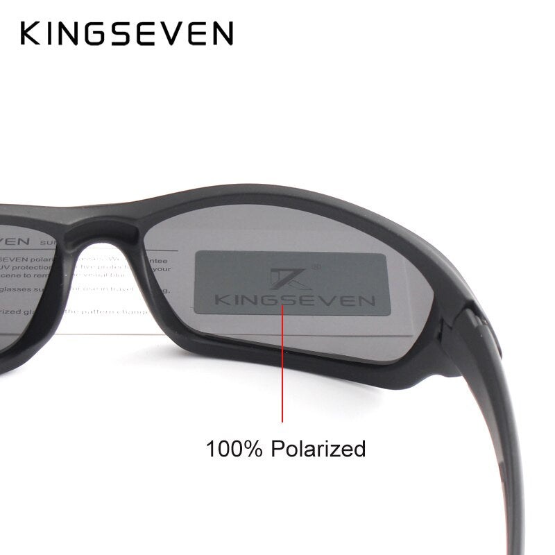 Kingseven Men's Wraparound Polarized Sunglasses Black/Gold UV400 Driving Fishing