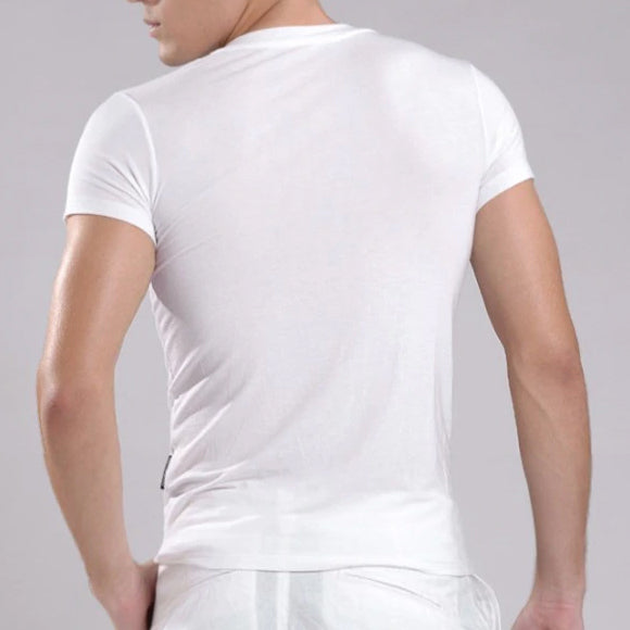 Chiq Boutique - White Cotton V-Neck T-Shirt |  1000-things-australia.