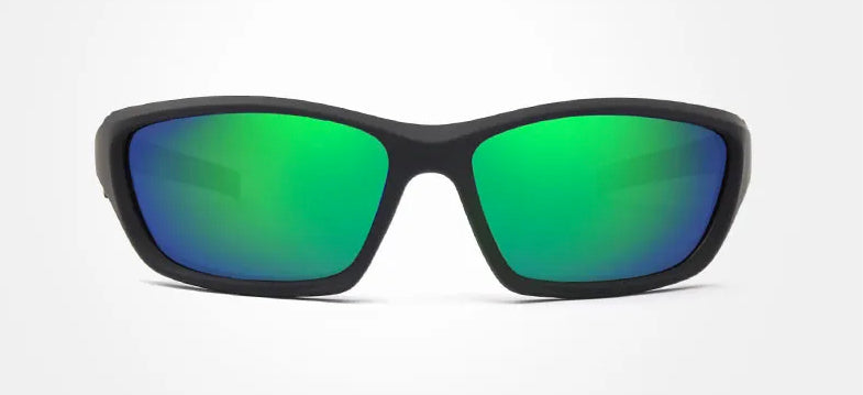 Kingseven Men's Wraparound Polarised Sunglasses Black/Green UV400 Driving Fishing