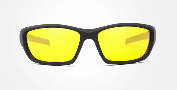 Kingseven Men's Wraparound UV400 Polarised Sunglasses Black/Yellow Night Vision